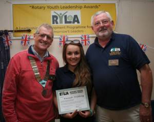 Hannah with District Governor David Houghton and RYLA Organiser PDG Alan Martin